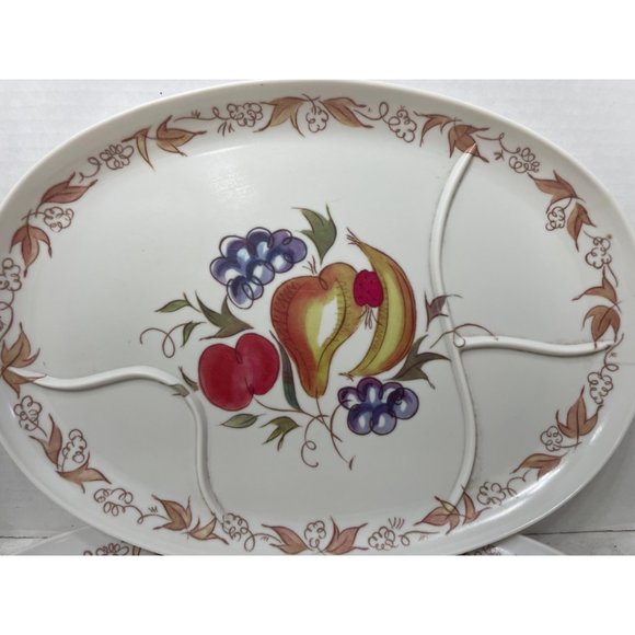 Kenro Corporation Divided plate, fall decor, Festivity Pattern 13”x9 3/4” Fruit - Picture 2 of 2